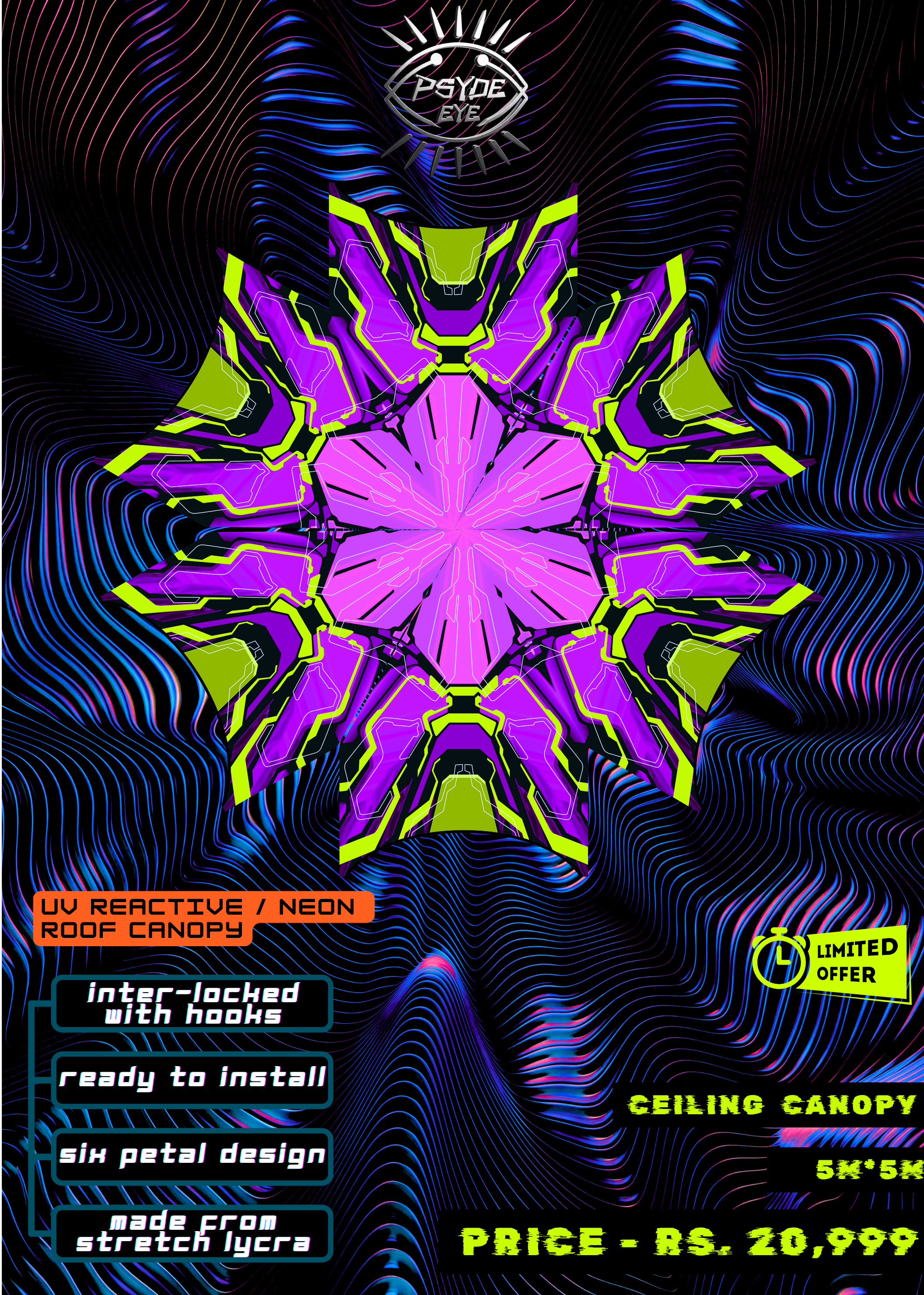PSYDE EYE NEON CANOPY – UV REACTIVE