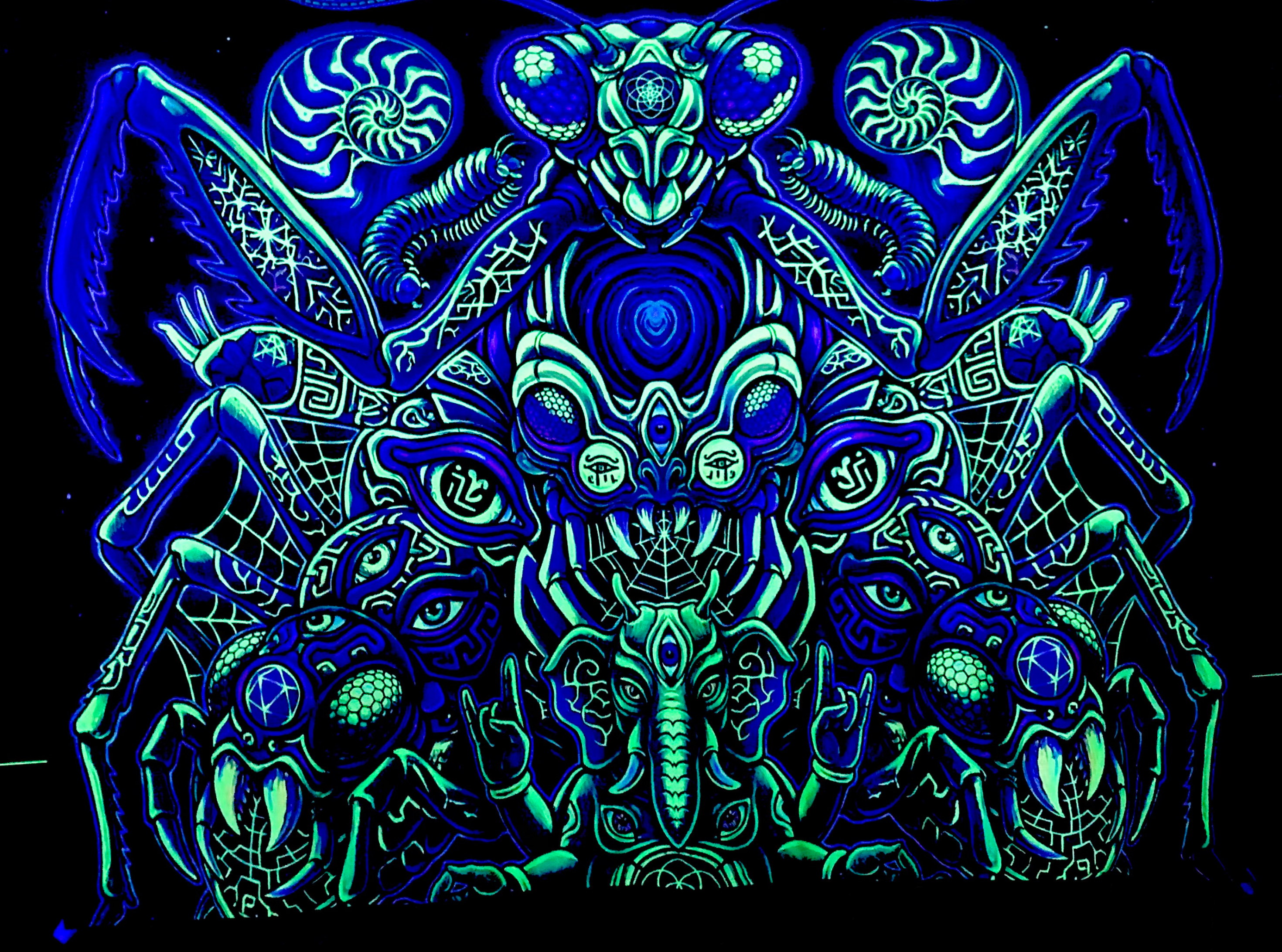PSYDE EYE NEON BEETLE TAPESTRY – UV REACTIVE